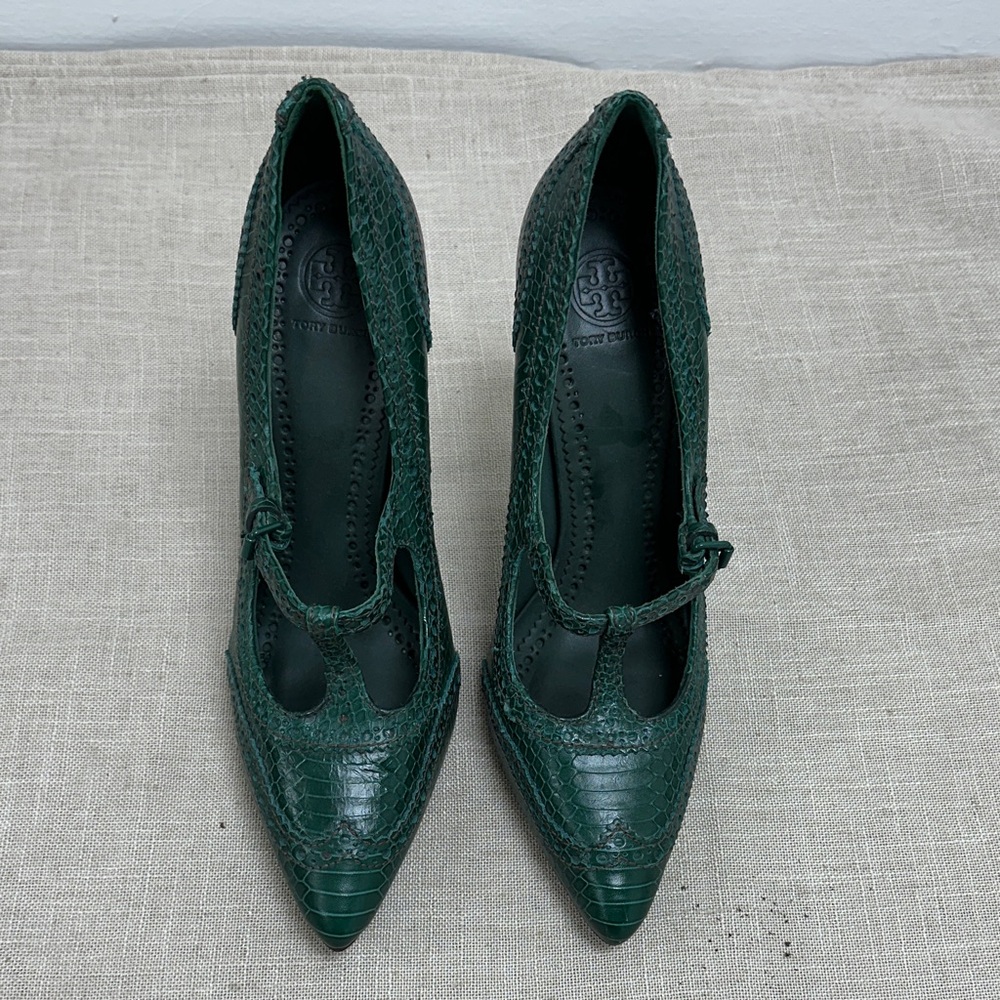 Tory Burch Elegant Green T-Strap Heels
